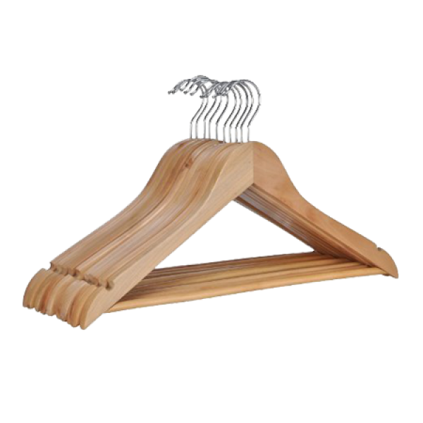 10er Set Kleiderbügel Holz Natur
